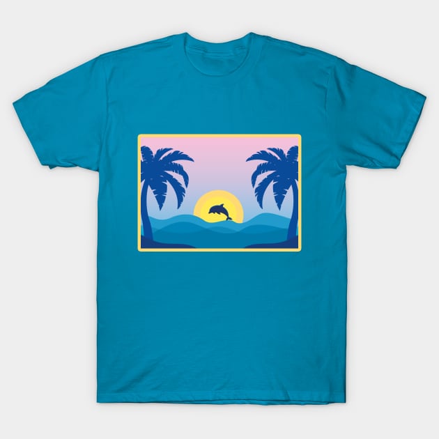 Dolphin at the Beach During Sunset T-Shirt by AmandaPandaBrand